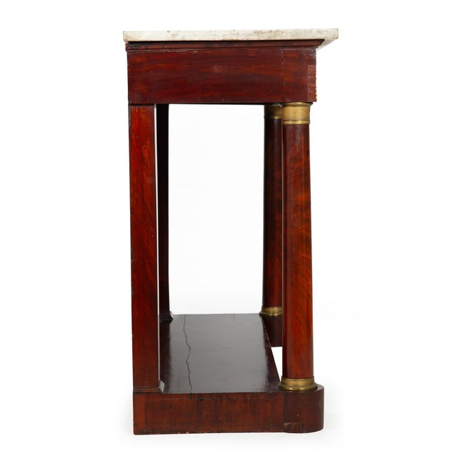 French Empire Antique Mahogany Gilt Bronze Marble Pier Table Circa 1820 For Sale - Image 4 of 18
