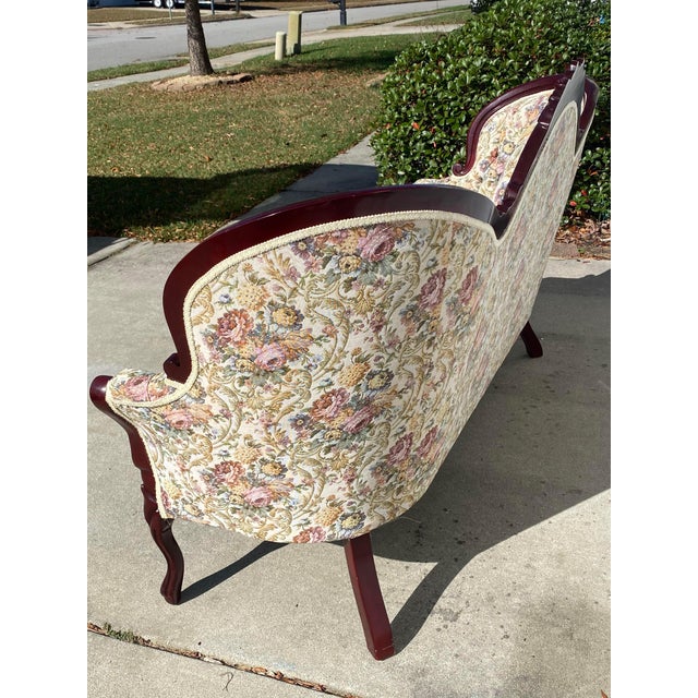 Mid 20th Century Kimball Victorian Style Soft Floral Tufted Cameo Sofa