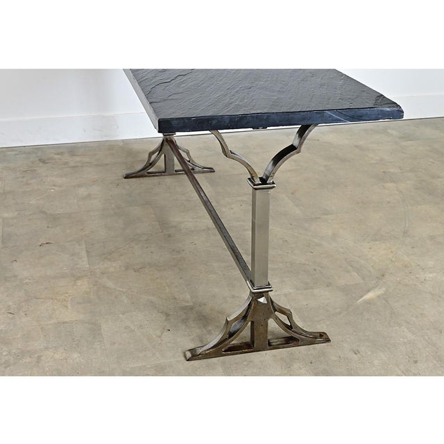 French Circa 1920 Slate and Iron Console Table For Sale - Image 13 of 16