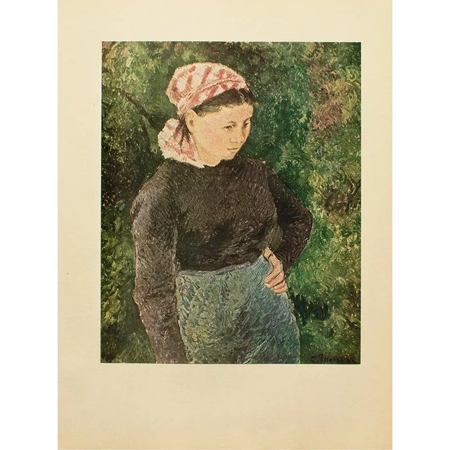 Paper 1955 After Camille Pissarro "Peasant Woman" Vintage Impressionist Full Color Print For Sale - Image 7 of 7