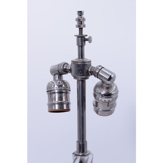 1980s Pair of Tall Mid Century Modern Crystal & Chrome Lamps For Sale - Image 10 of 11