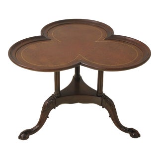 Colonial Vintage Mahogany Leather Top Coffee Table For Sale