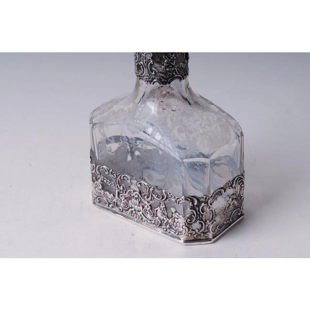 Metal Antique Storck & Sinsheimer Decanter With Reticulated Base With Pastoral Scene For Sale - Image 7 of 8