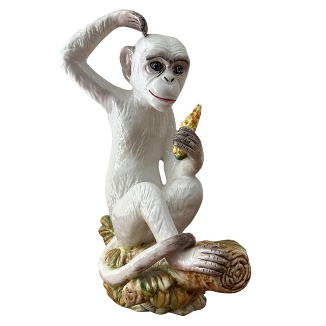 Mid-Century Modern Mid-Century Hand Painted Italian Ceramic Monkey Sculptures – A Pair For Sale - Image 3 of 10