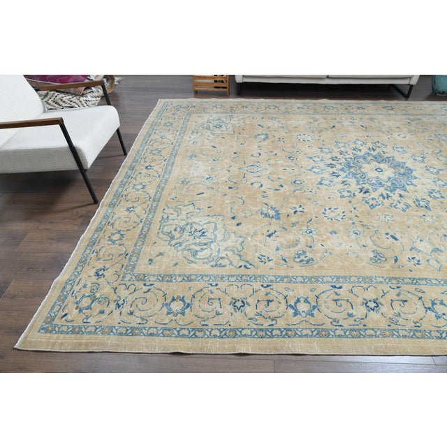 1970s Vintage Persian Handmade Wool Cotton Orange Area Rug For Sale - Image 4 of 11