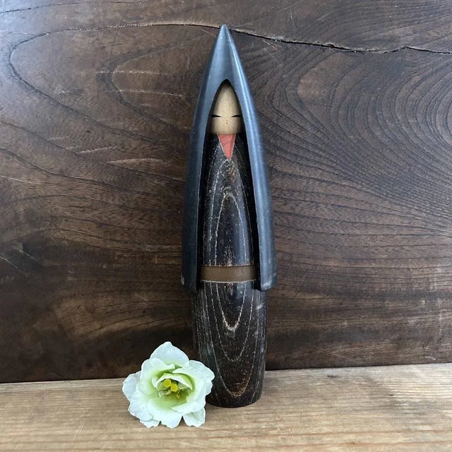 Mid-Century Modern Fuyu No Shojo Winter Girl Sosaku Kokeshi by Shozan Shido, 1960s For Sale - Image 3 of 12