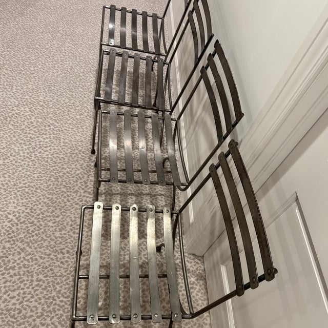 Silver Set of 4 Steel Klismos Curule Dining Chairs, Mid-Century, From Italy For Sale - Image 8 of 12