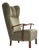 Danish Oak Highback Armchair with Velour Upholstery, 1960s For Sale