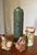 Mid-Century Modern Vintage 60s-70s Carved Dk Olive Green Pillar Candle For Sale - Image 3 of 9