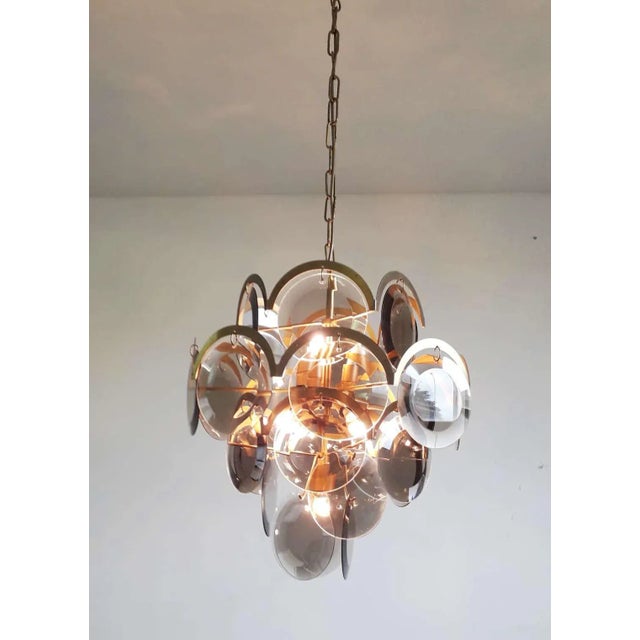 Transparent Mid 20th Century Smoked Glass Discs Chandelier by Vistosi For Sale - Image 8 of 10