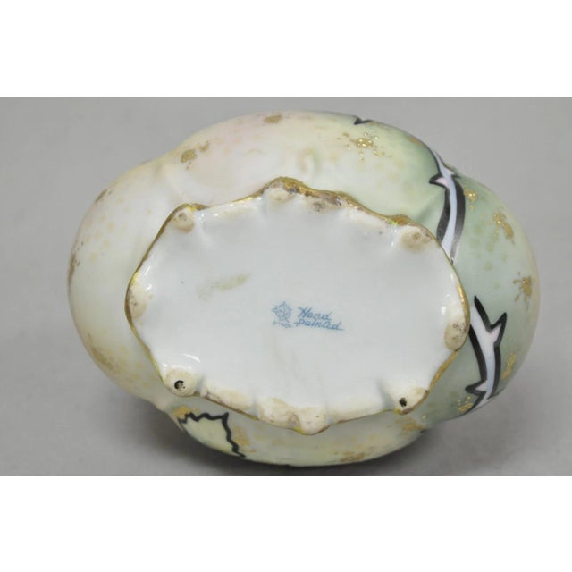 Antique Nippon Hand Painted Porcelain Twin Branch Handle Yellow Rose Small Vase For Sale - Image 11 of 13