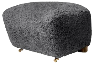 Antrachite Smoked Oak Sheepskin the Tired Man Footstool by Lassen