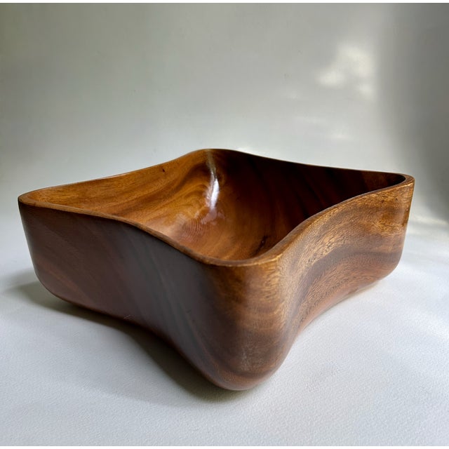 Vintage Handcrafted Pacific Merchants Acacia Wood Serving Bowl For Sale - Image 9 of 18