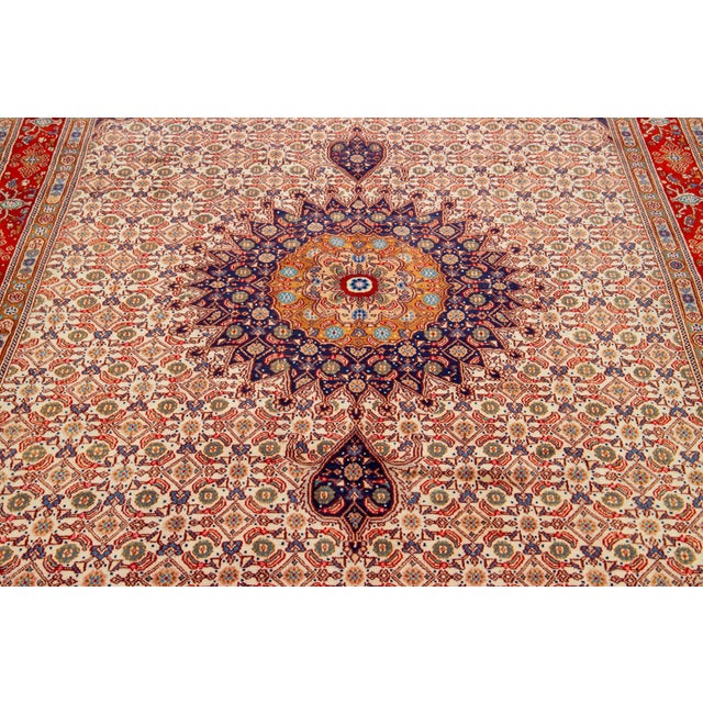 Beige 1960s Persian Mashad Handmade Beige Wool Rug With Rosette Motif For Sale - Image 8 of 9