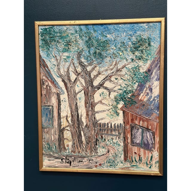 Stig Allan, House on Söderåsen, 1950s, Oil Painting on Canvas, Framed For Sale - Image 12 of 13
