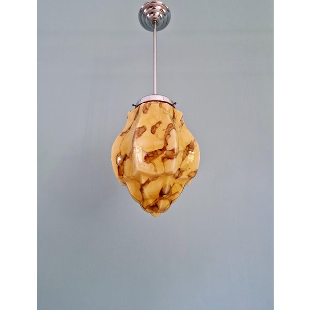 Art Deco Pendant Light in Marbled Opaline Glass from Scailmont Glassworks, Belgium, 1920s. For Sale - Image 12 of 12