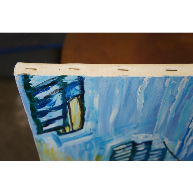 Mid 20th Century Cafe Terrace at Night Impressionist Oil Painting After Vincent Van Gogh 40", Framed For Sale - Image 6 of 10