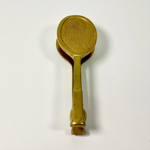 Mid-Century Americana Hollywood Regency Boho Chic Brass Tennis Racket Door Knocker For Sale - Image 4 of 11