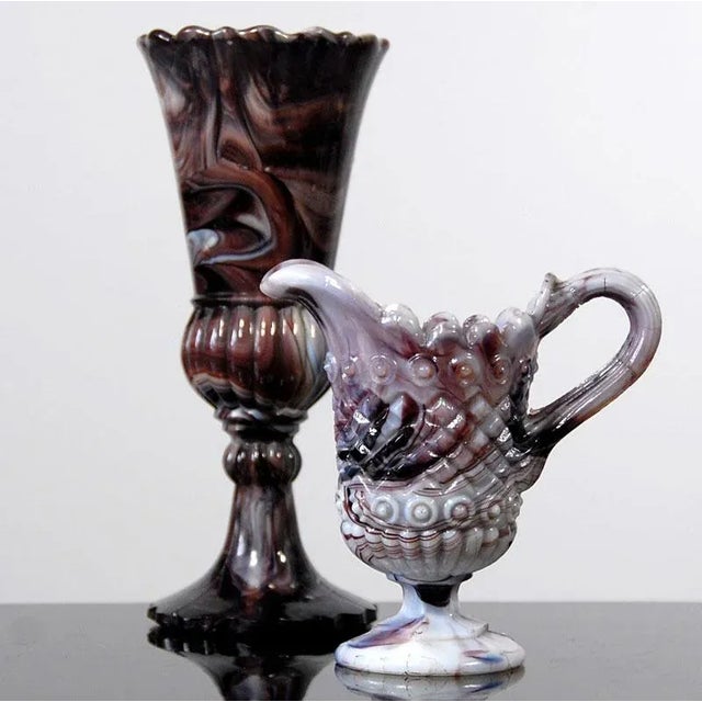 Antique Malachite Glass Set from Davidson, Set of 2 For Sale - Image 7 of 9