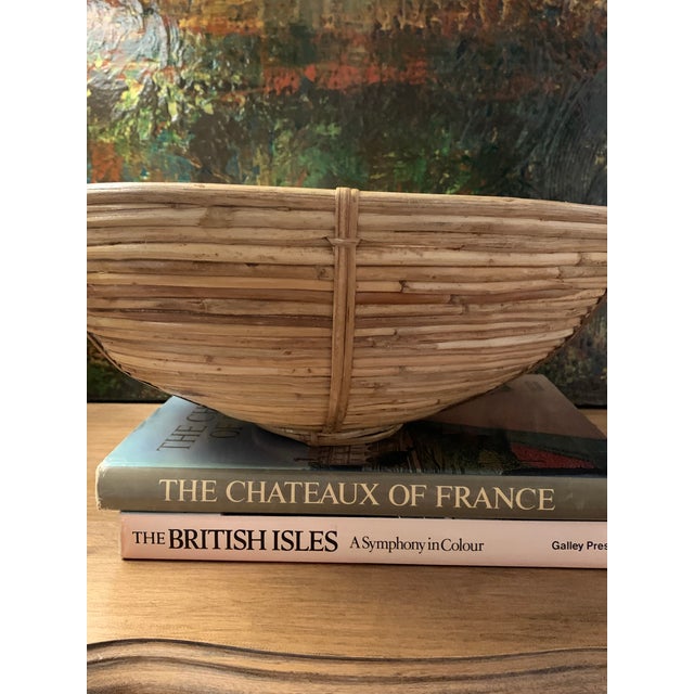 Mid 20th Century Large Pencil Reed Crespi Style Coiled Basket For Sale - Image 5 of 5