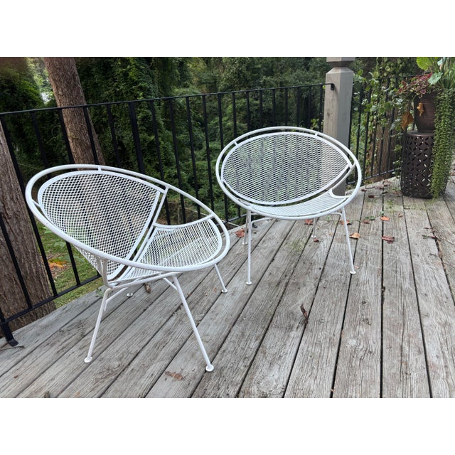 Mid-Century Modern Tempestini Oversized Radar Chairs Powder Coated White - A Pair For Sale - Image 3 of 8