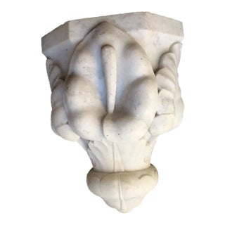 Antique 19thC Architectural Marble Keystone, Calla Lily, Garden Ornament For Sale
