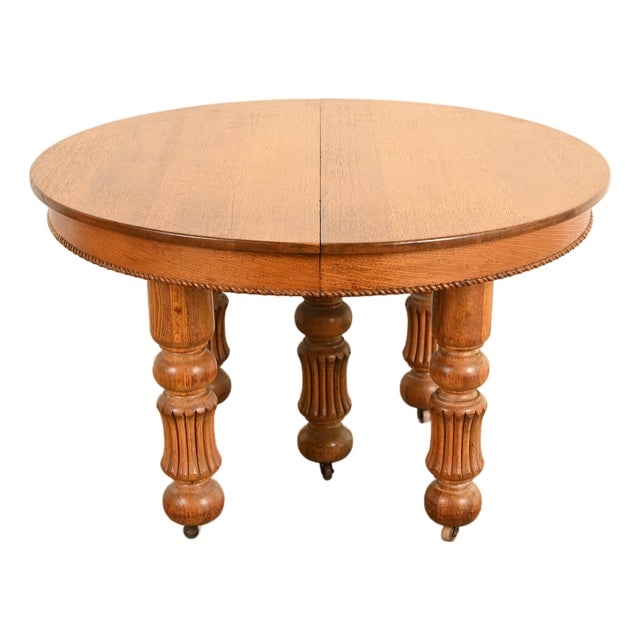 R. J. Horner Style Antique Victorian Carved Oak Extension Dining Table, Circa 1890s For Sale