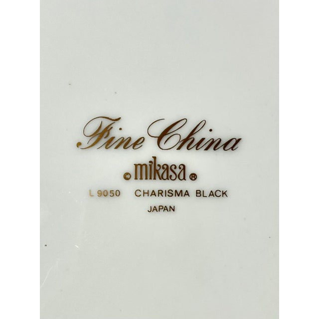 1980s 1980s Mikasa “Charisma, Black” Set of 7 Porcelain Dinner Plates For Sale - Image 5 of 5