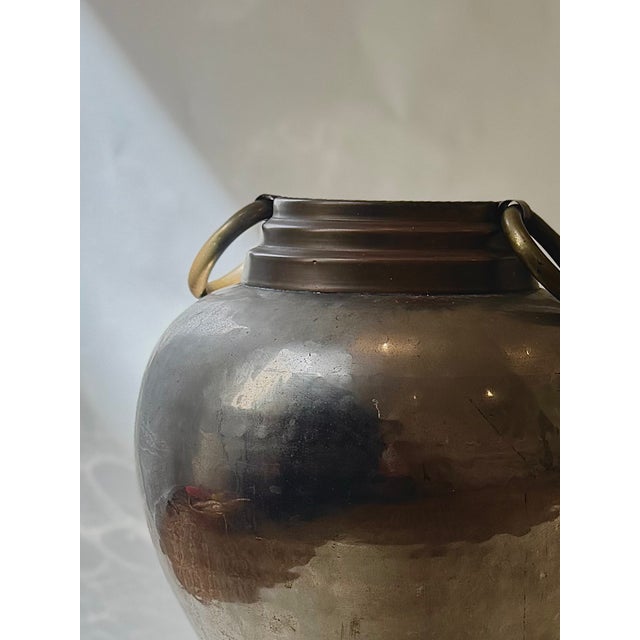 Mid-Century Modern Mid-Century Modernist Hammered Silver Vessel With Bronze Handles, Est Scandinavian Studio Work, Circa 1960s For Sale - Image 3 of 9