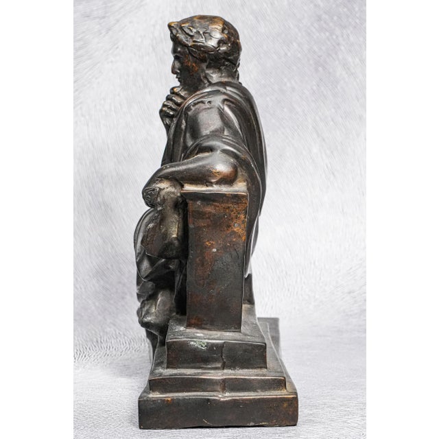 19th Century Antique Victorian Neoclassical Bronze Statue Sculpture of Philosopher Home Decor For Sale - Image 12 of 14