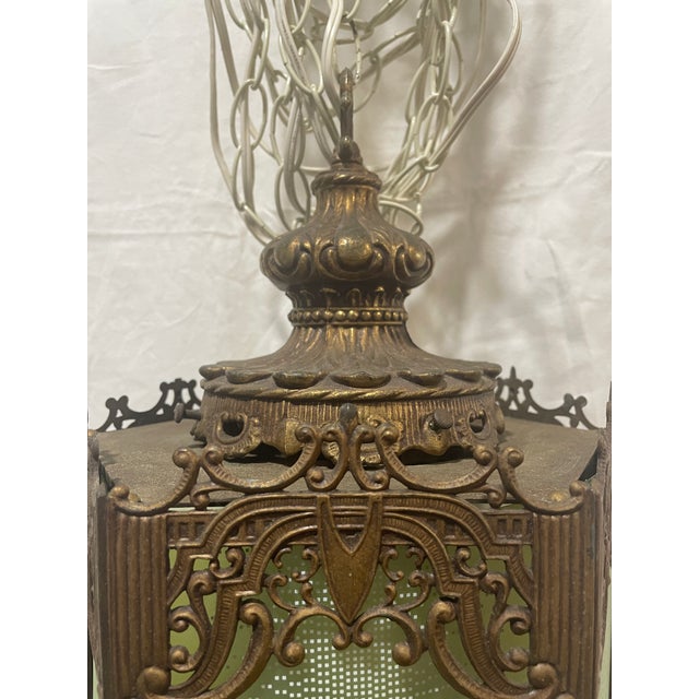 Vintage Brass Swag Lamp For Sale - Image 4 of 7