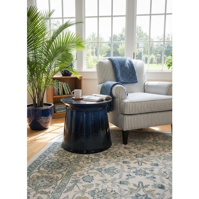 Contemporary Italian Deep Cobalt & Onyx Ceramic Side Table For Sale - Image 9 of 11