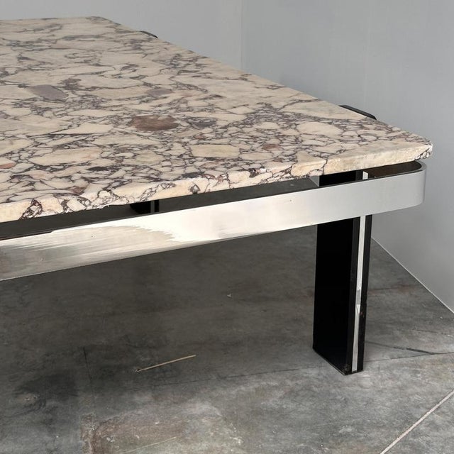 Violetta Calacatta Marble Coffee Table on Chrome Base, 1970s For Sale - Image 11 of 16
