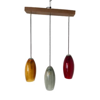 Lamp with Three Colored Glass Globes For Sale