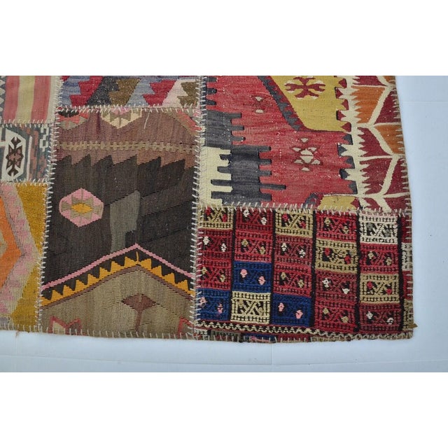 Vintage Handwoven Turkish Patchwork Kilim Rug With Eclectic Tribal Motifs For Sale In Phoenix - Image 6 of 9