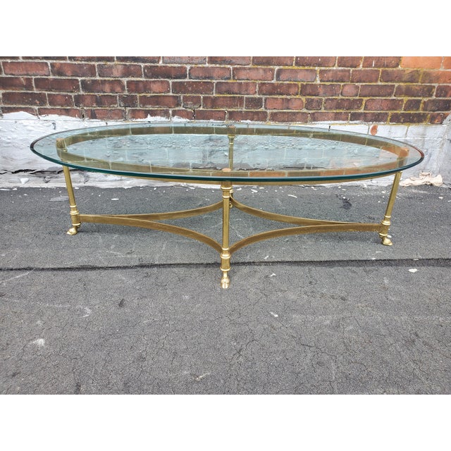 Vintage Mid Century Gold Brass and Glass Oval Coffee Table Chairish