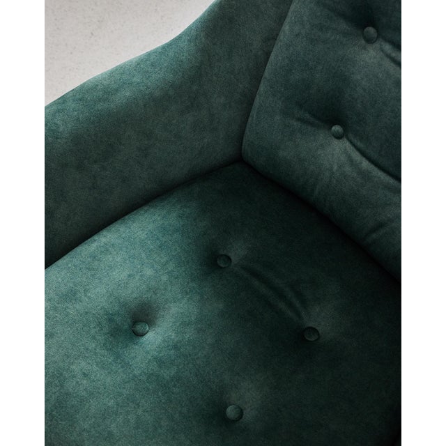 1960s Vintage Swivel Lounge Chair with Green Velvet Upholstery from Up Závody, 1950s For Sale - Image 5 of 7
