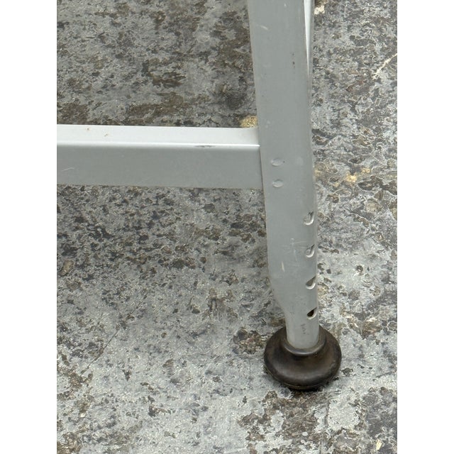 Vintage Industrial Gray Metal Bar Stools Lyon Workspace Model 1901, Pair For Sale - Image 11 of 12
