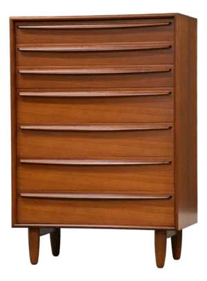 1960s Danish Modern Teak Tall Dresser by Falaster, Attributed