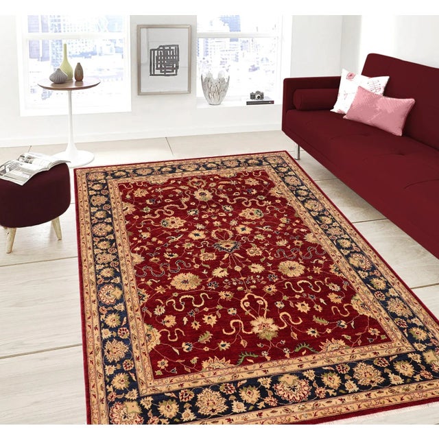 "Enhance the ambiance of your home with this magnificent Persian-influenced Turkish hand-knotted rug made by skilled...