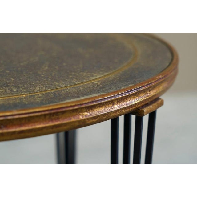 Mid-Century Side Table in Wrought Iron and Verre Eglomisé, 1940s For Sale - Image 9 of 17