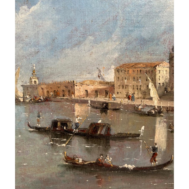 View of Venice with the Basilica of Santa Maria Della Salute, Oil on Canvas, 19th Century, Framed For Sale - Image 9 of 12