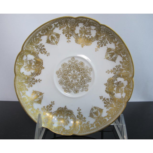 Late 19th Century Haviland Limoges Rococo Style Insect Floral Scroll Porcelain Soup Cup & Saucer For Sale - Image 12 of 12