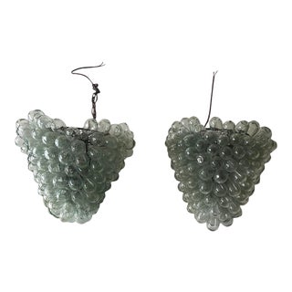 Mid 20th Century Modernist Hand Blown Glass Chandeliers - a Pair For Sale