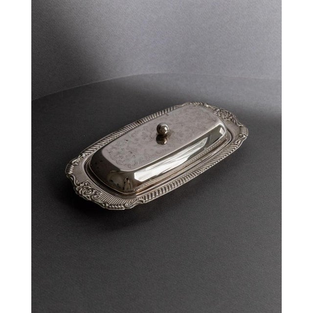 Vintage Engraved Ornamental Silver-Plated Butter Dish, 1970s For Sale - Image 11 of 11
