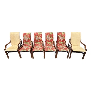 1970s Henredon Campaign Style MCM Dining Chairs-Set of 6 For Sale
