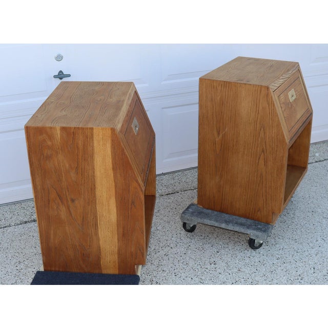 Campaign 1970s Henredon Campaign Pair of Nightstands For Sale - Image 3 of 9