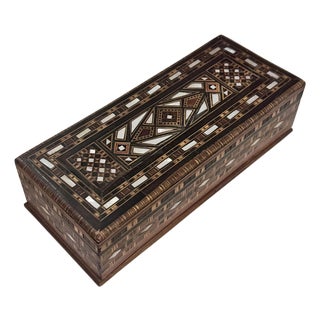 Vintage Early 20th Century Middle Eastern Marquetry & Mother-of-Pearl Inlay Box For Sale