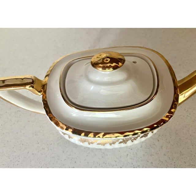 1930s Vintage Georgian Gibson Staffordshire Gold Gilt Tea Pot For Sale - Image 6 of 11
