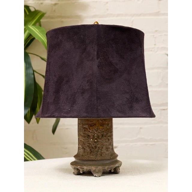 Vintage Ornate Table Lamps With Velvet Shades - Pair For Sale In Los Angeles - Image 6 of 6